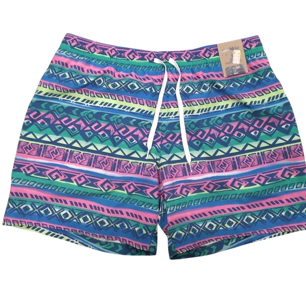 Chubbies Mens Swim Trunks XXL 5.5 Inch Inseam Geometric Tribal Mesh Liner NWT
